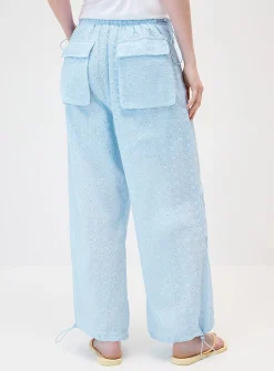 Openwork embroidery parachute pant