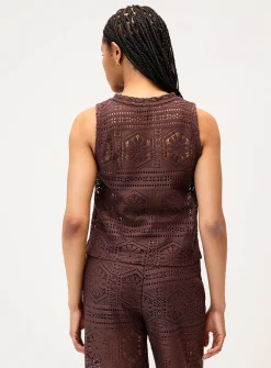 Openwork knit boxy-fit cami