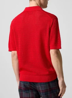 Openwork knit polo shirt