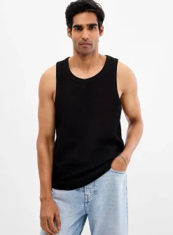 Openwork knit tank