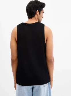 Openwork knit tank