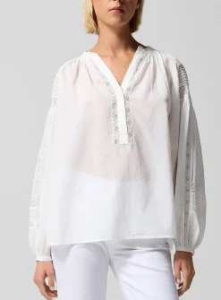 Openwork lace black blouse