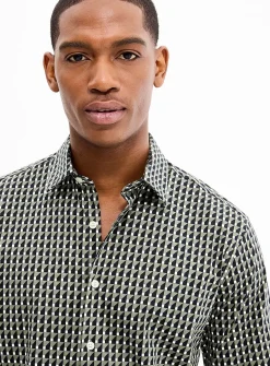 Optical geo stretch shirt