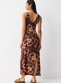 Orange hibiscus maxi dress