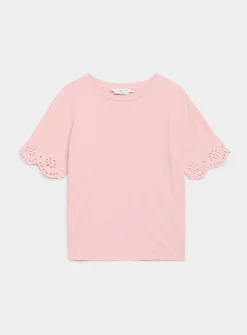Organic cotton broderie anglaise slub T-shirt