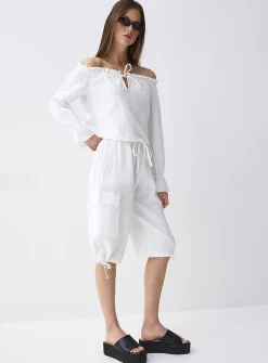Organic cotton gauze Bermuda short