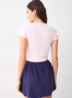 Organic cotton gauze miniskirt