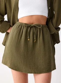 Organic cotton gauze miniskirt