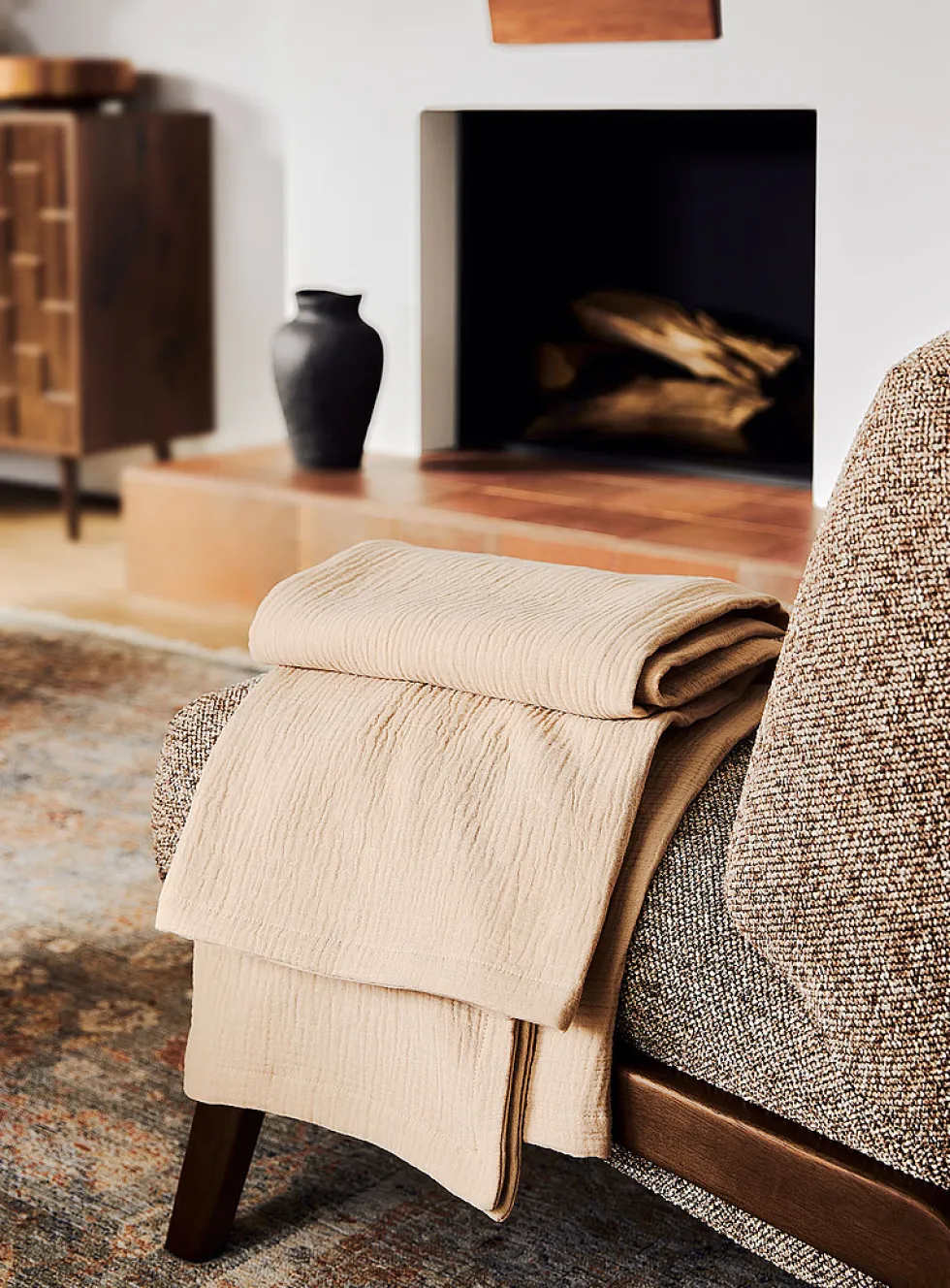 Organic cotton gauze throw