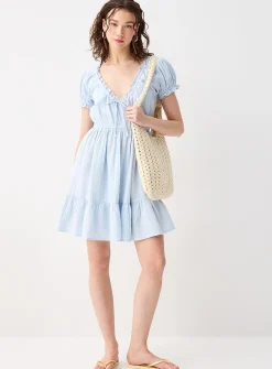 Organic cotton gauze tiered dress