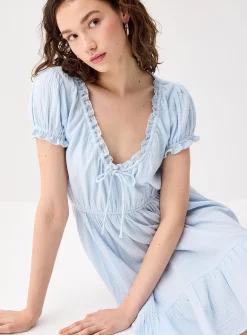 Organic cotton gauze tiered dress