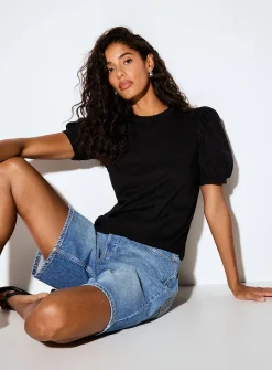 Organic cotton puff-sleeve T-shirt