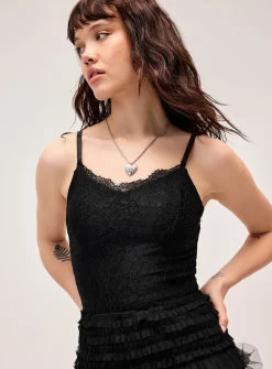 Organza and lace maxi dress