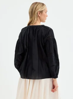 Oversized broderie anglaise blouse
