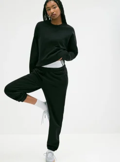 Oversized fleece crew-neck sweatshirt