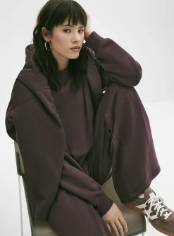 Oversized fleece crew-neck sweatshirt
