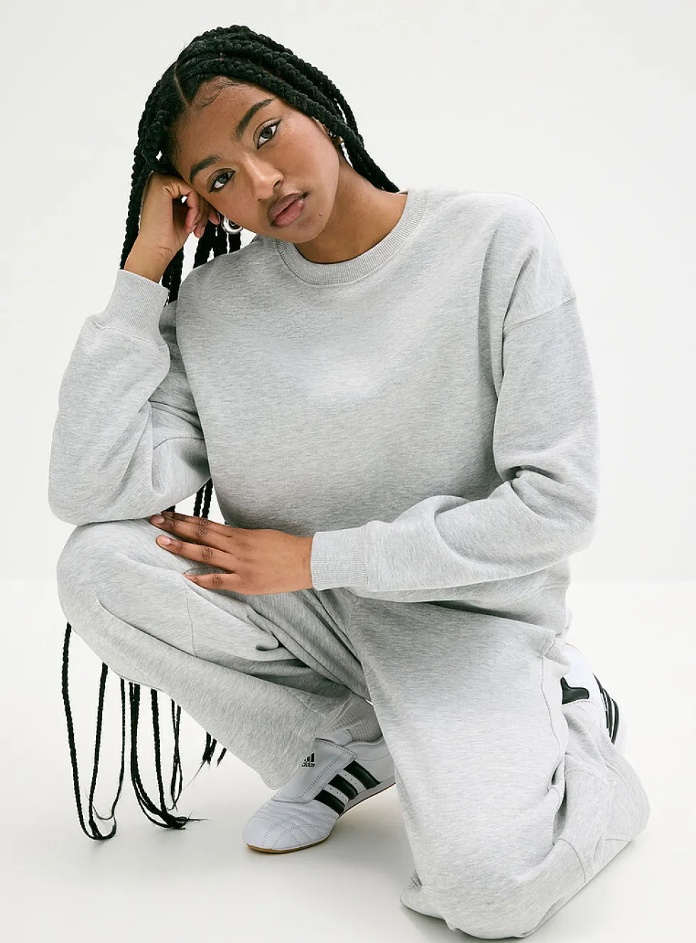 Oversized fleece crew-neck sweatshirt