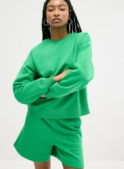 Oversized fleece crew-neck sweatshirt
