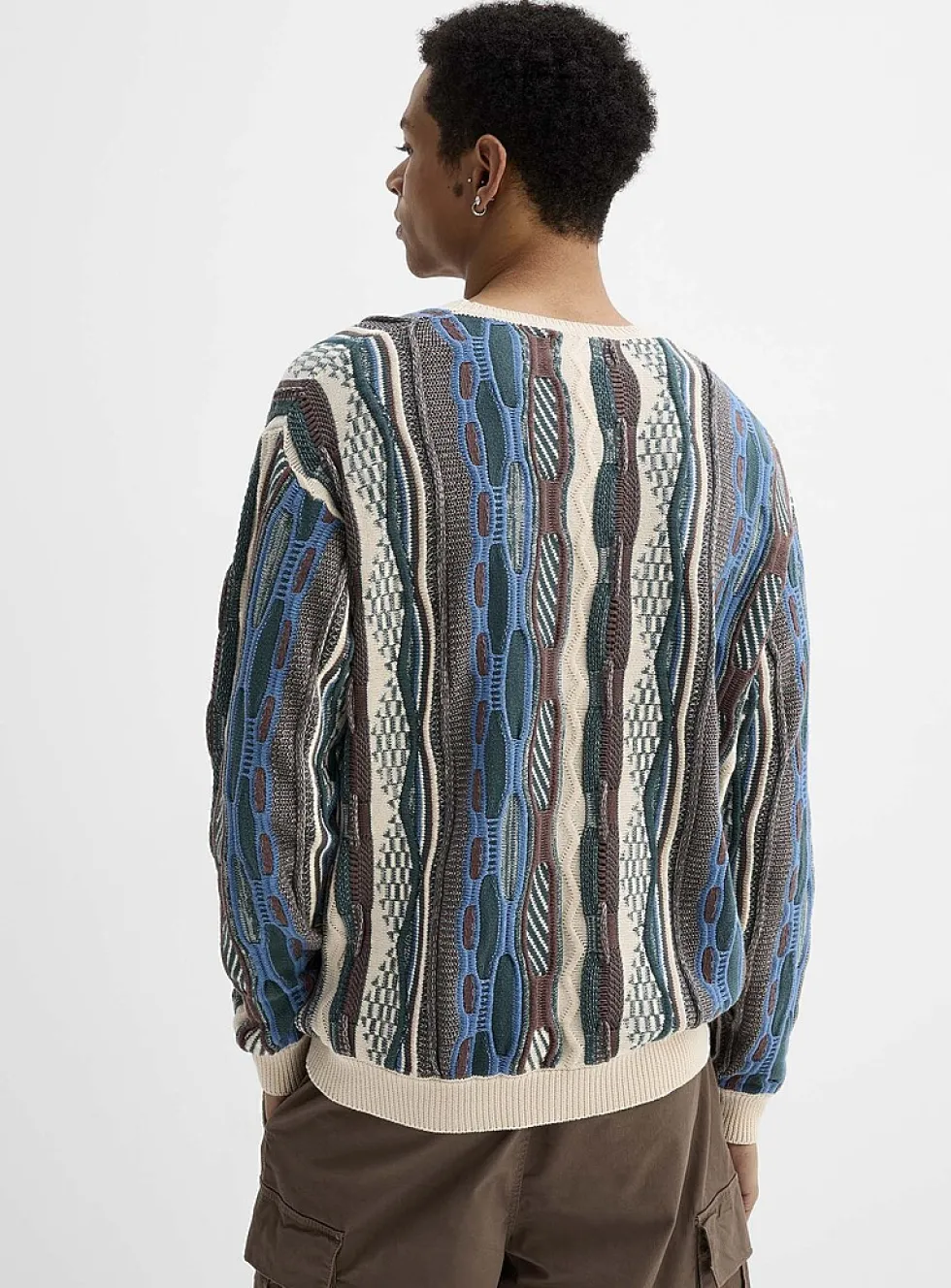 Oversized mixed-knit sweater