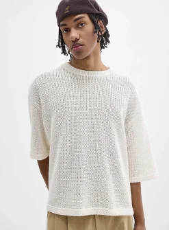 Oversized openwork knit T-shirt