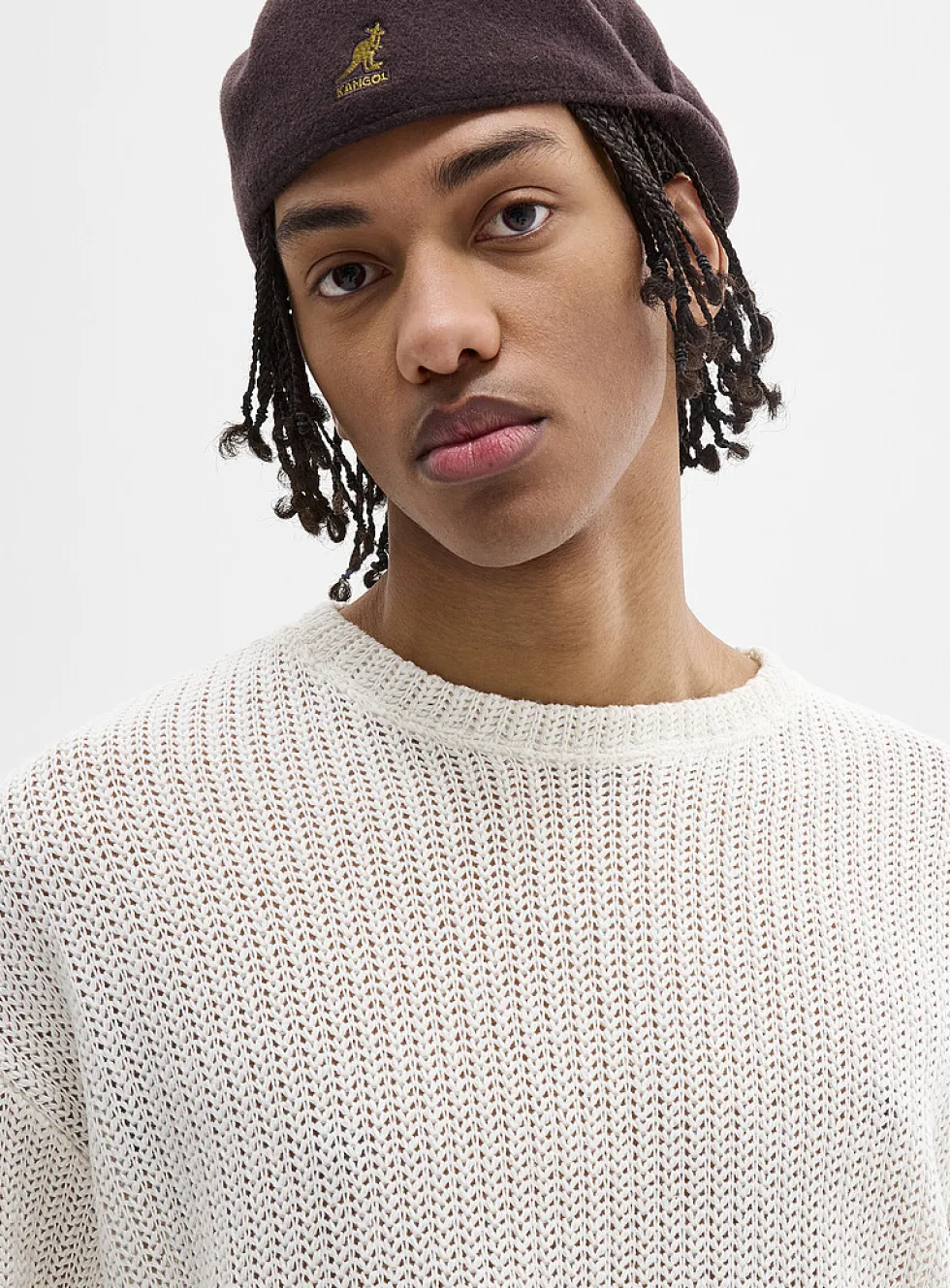 Oversized openwork knit T-shirt