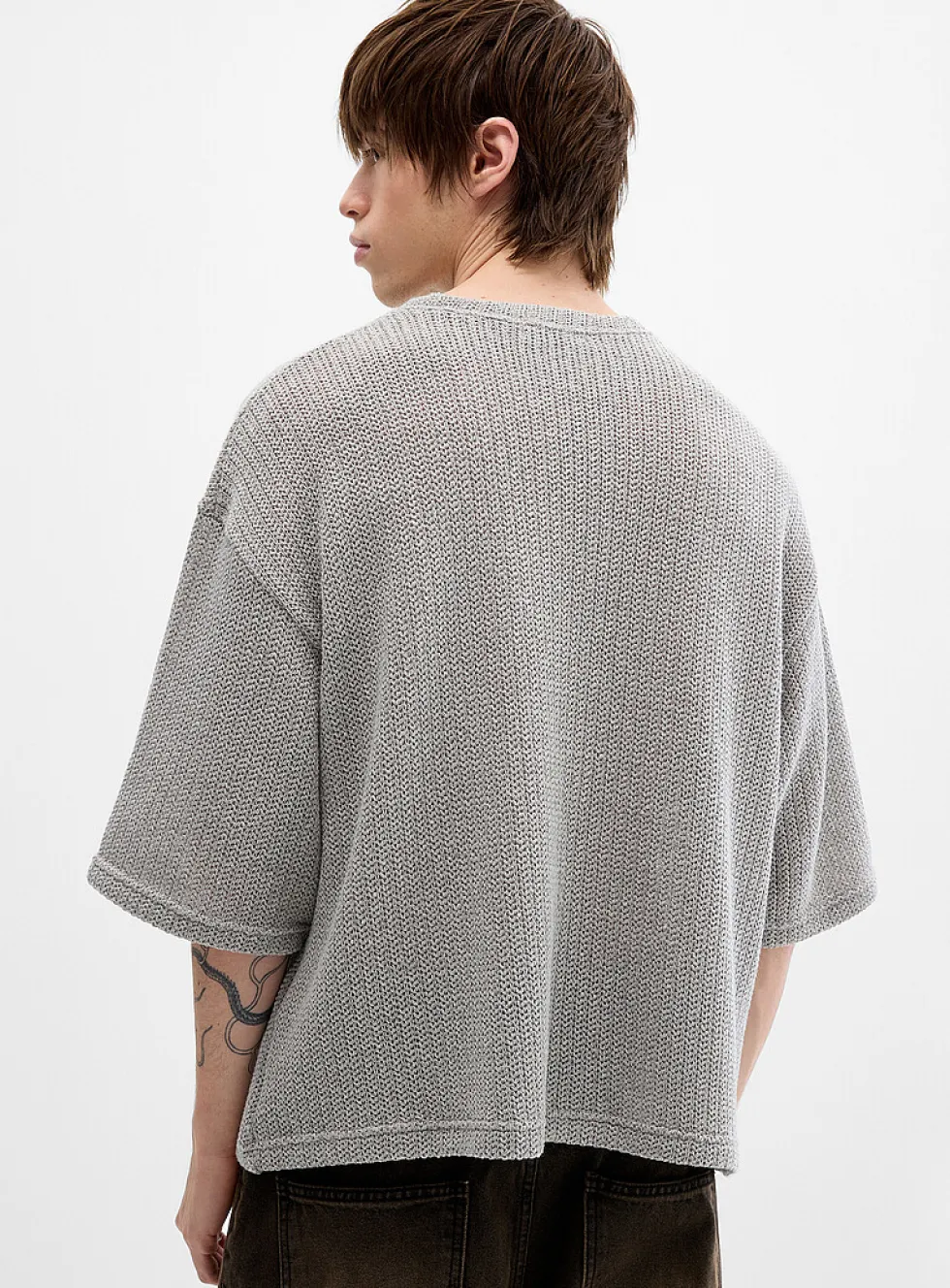 Oversized openwork knit T-shirt