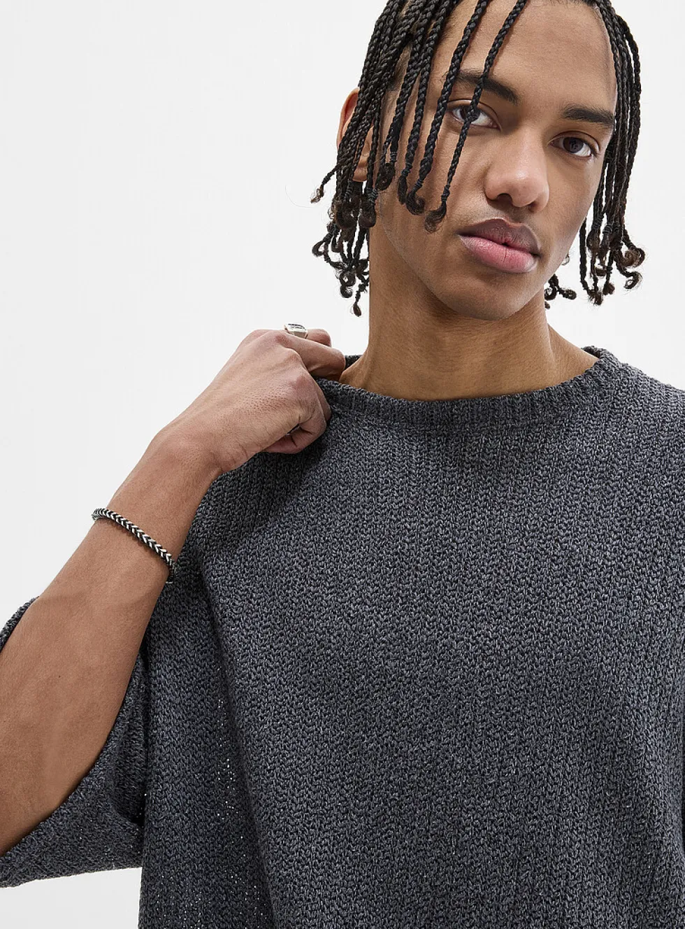 Oversized openwork knit T-shirt