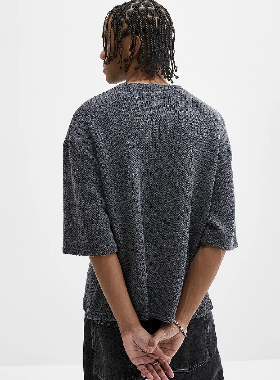Oversized openwork knit T-shirt
