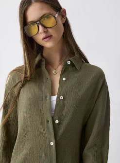 Oversized organic cotton gauze shirt