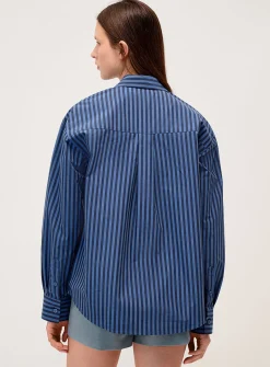 Oversized patterned poplin shirt