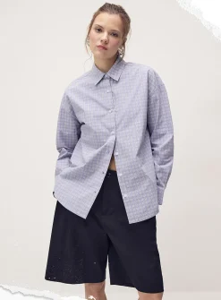 Oversized patterned poplin shirt
