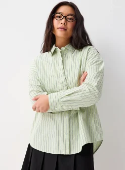Oversized patterned poplin shirt