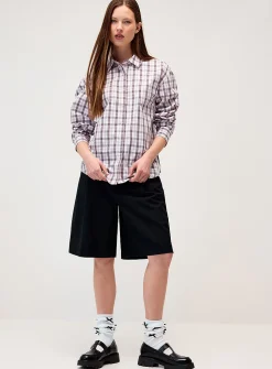 Oversized patterned poplin shirt