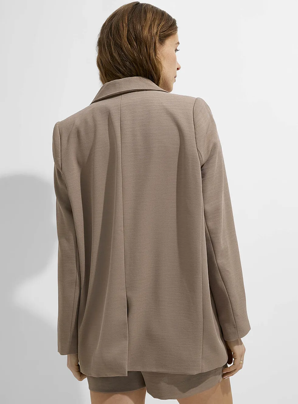 Oversized single-button piqué blazer