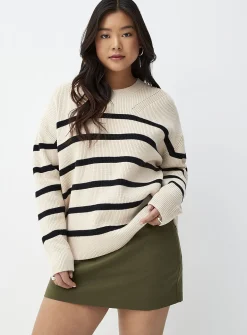 Oversized striped ribbed sweater