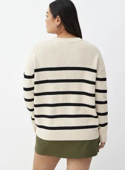 Oversized striped ribbed sweater