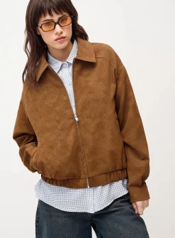 Oversized suede-finish jacket