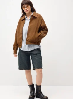 Oversized suede-finish jacket