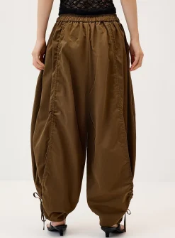 Oversized twill barrel-leg pant