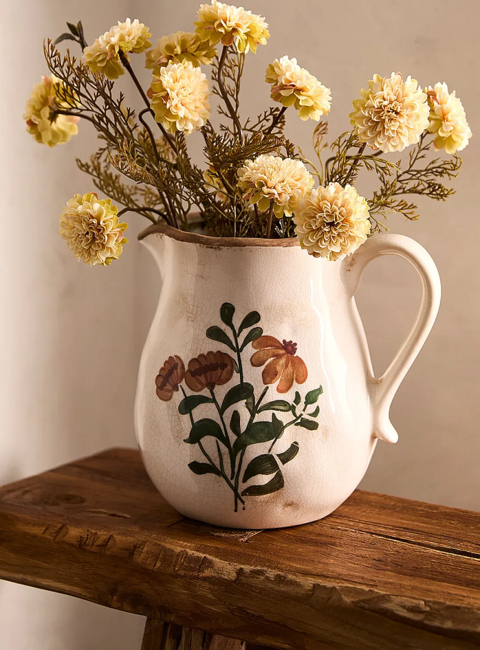 Painted flowers jug-like vase