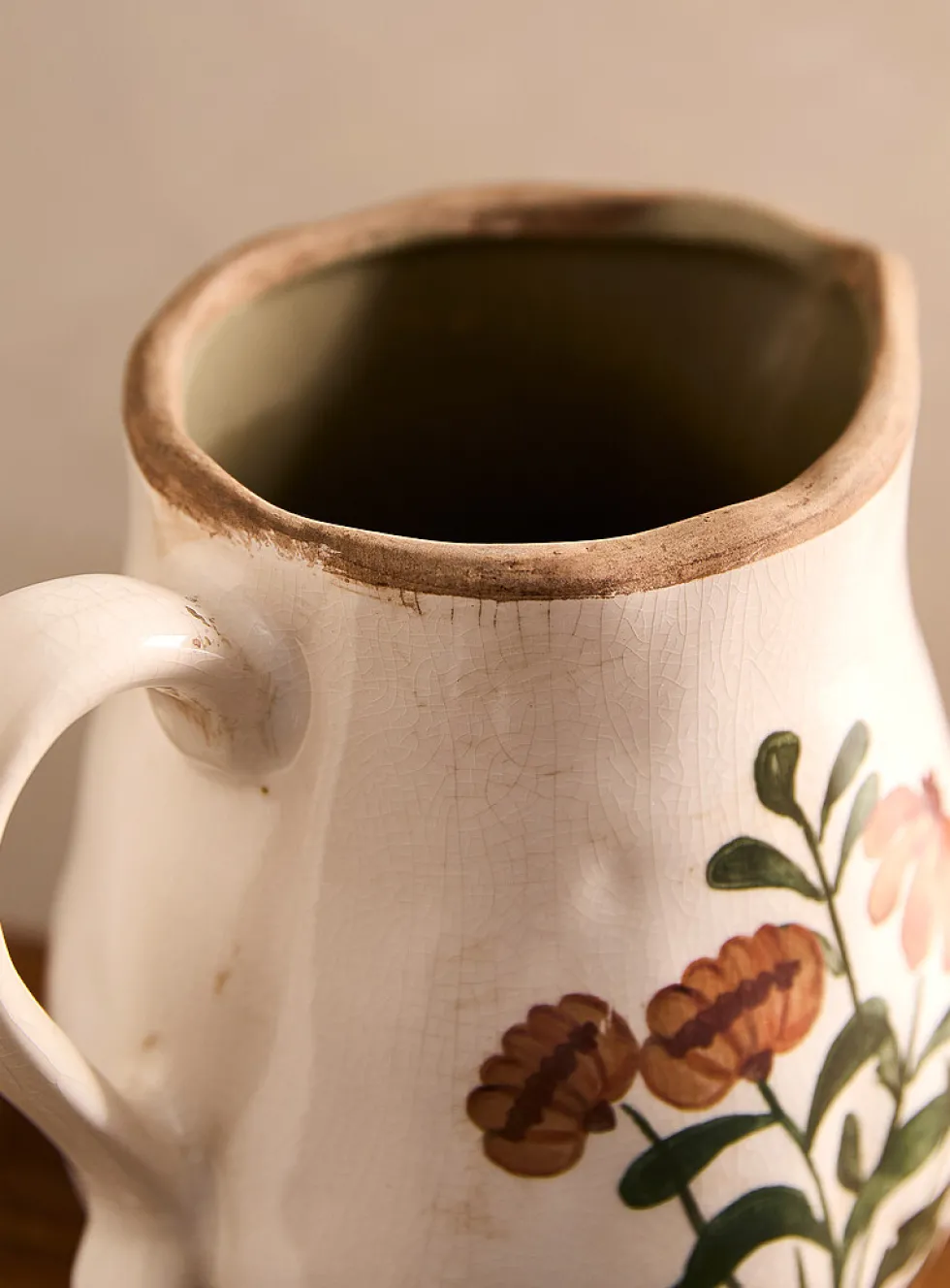 Painted flowers jug-like vase