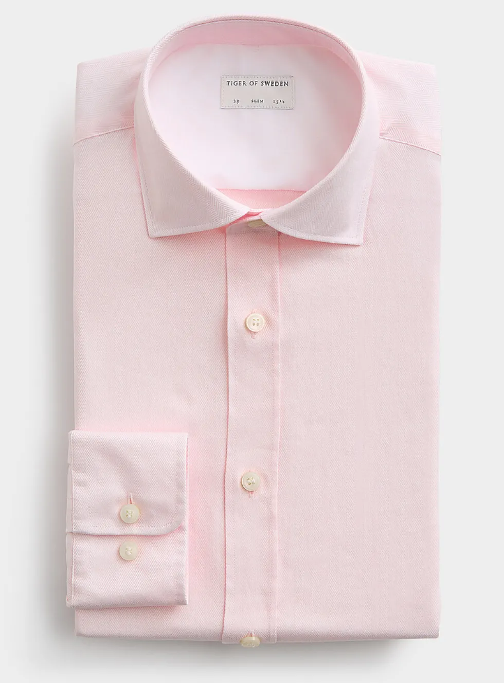 Pale pink herringbone shirt