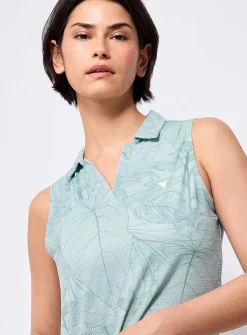 Palm tree micro-perforated golf polo