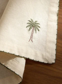 Palm trees embroidered napkin