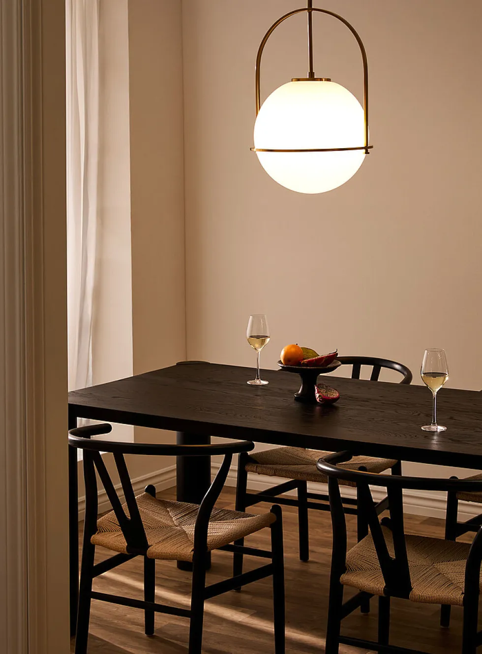 Paola brass globe light fixture