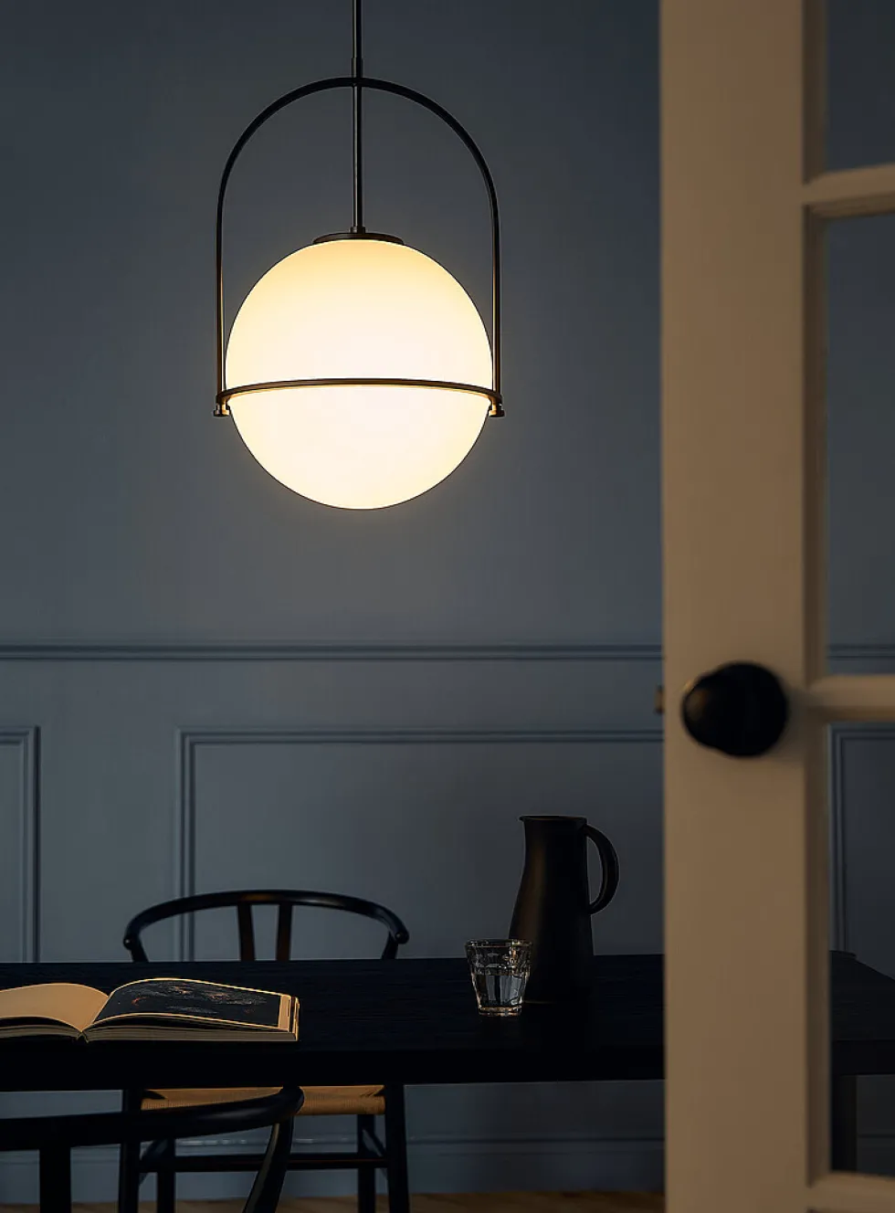 Paola matte black globe light fixture