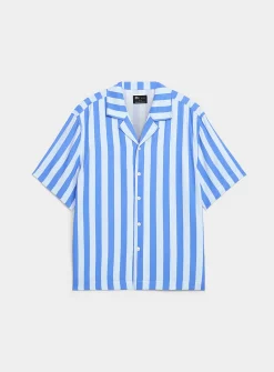 Parasol-stripe camp shirt