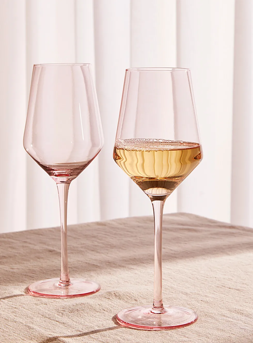 Pastel pink wine glasses