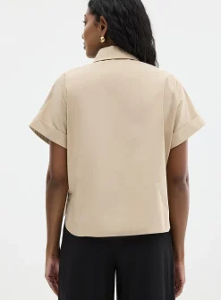 Patch pockets boxy-fit poplin shirt