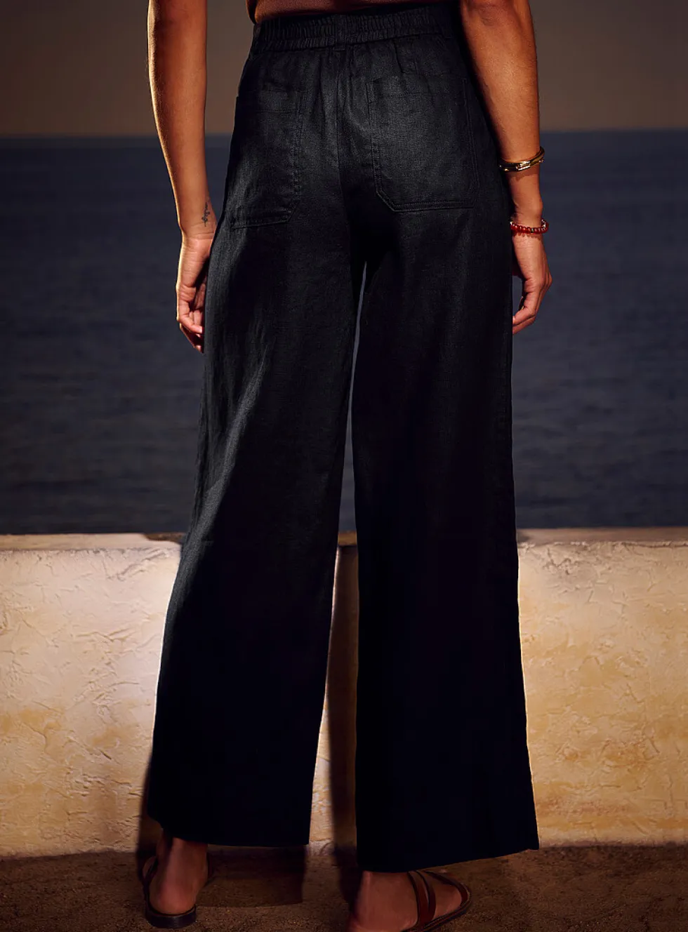 Patch pockets pure linen pant